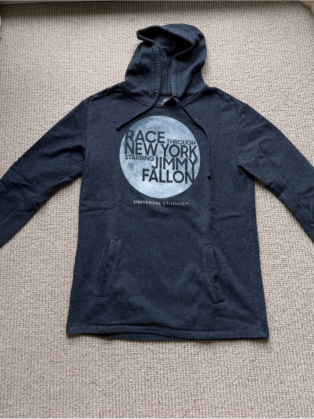 Race Through New York Starring Jimmy Fallon Navy Blue Universal Sweatshirt